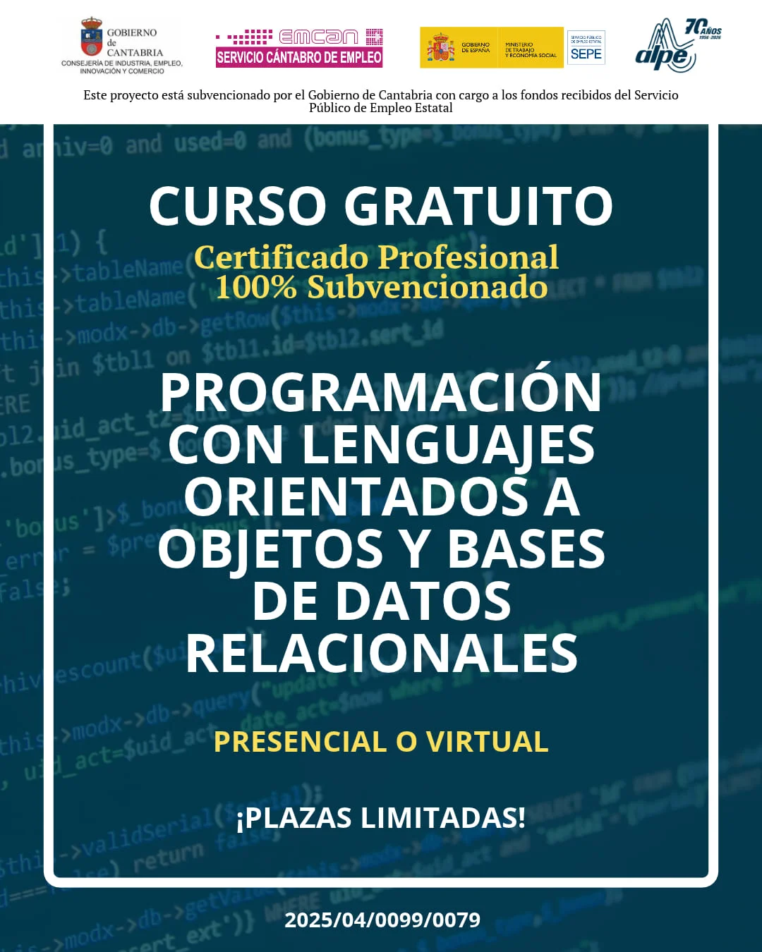 CURSO GRATUITO PROGRAMACIÓN CON LENGUAJES ORIENTADOS A OBJETOS Y BASES DE DATOS RELACIONALES