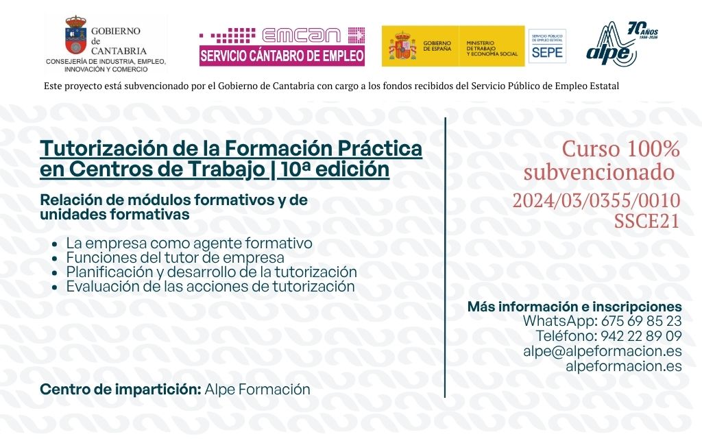 Tutorización de la Formación Práctica en Centros de Trabajo | 10ª edición
