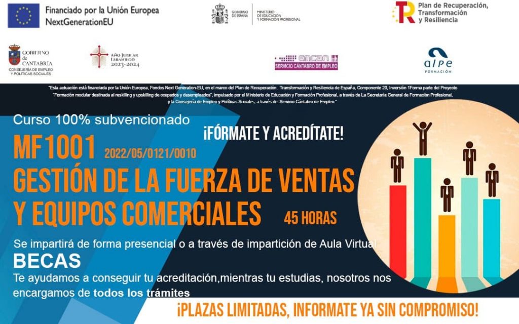 Curso Gestión de la fuerza de ventas y equipos comerciales MF1001 2 Alpe Formación