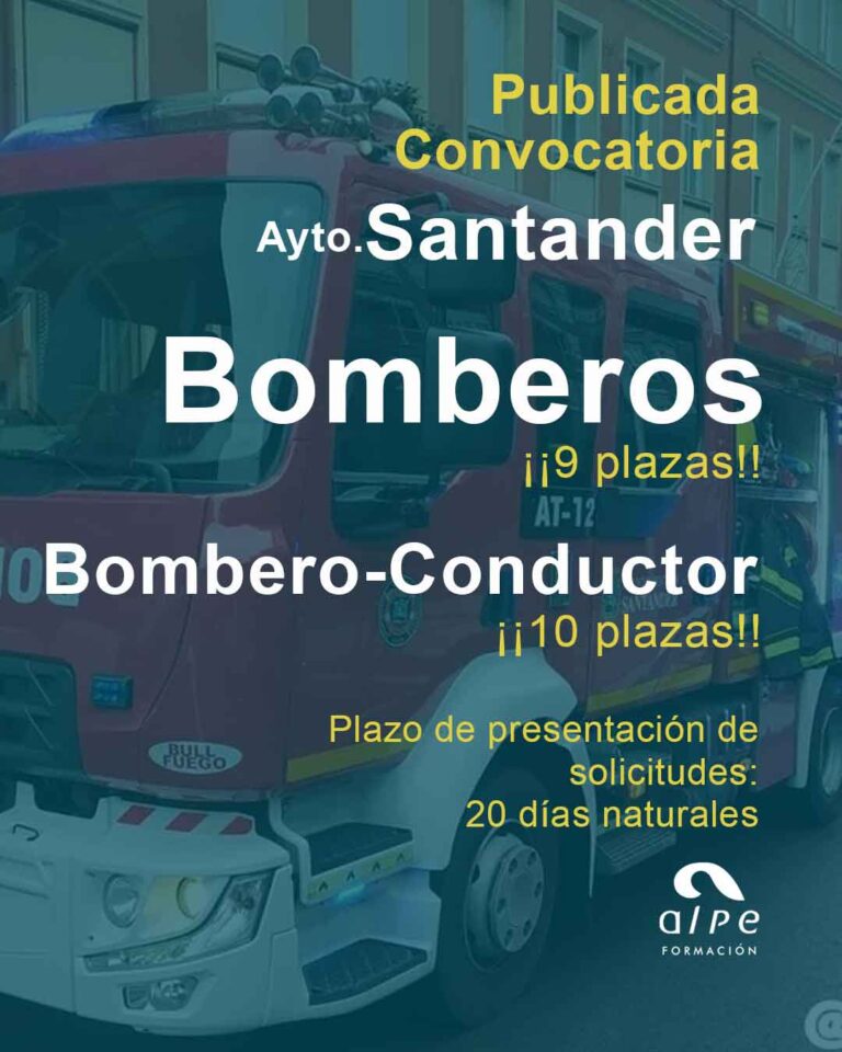 Publicada Convocatoria de 19 plazas de Bombero y Bombero-Conductor en Santander.