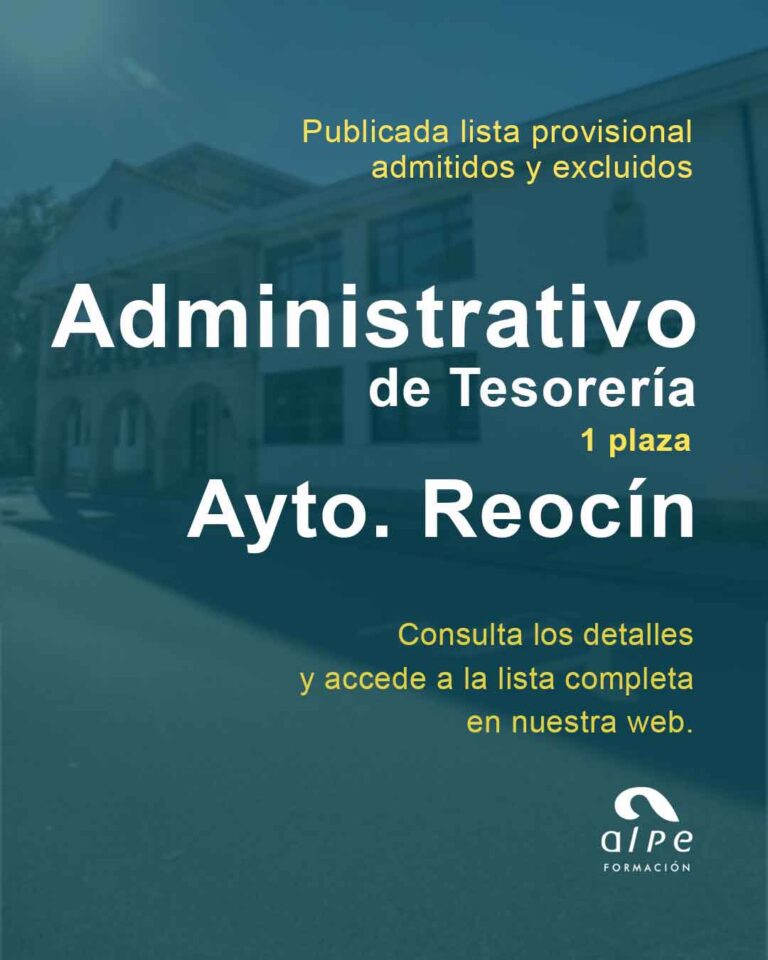 Lista provisional de admitidos y excluidos – Plaza de Administrativo/a en el Ayuntamiento de Reocín 2025