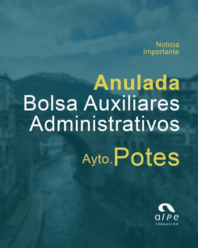 Anulada la bolsa de Auxiliares Administrativos en Potes